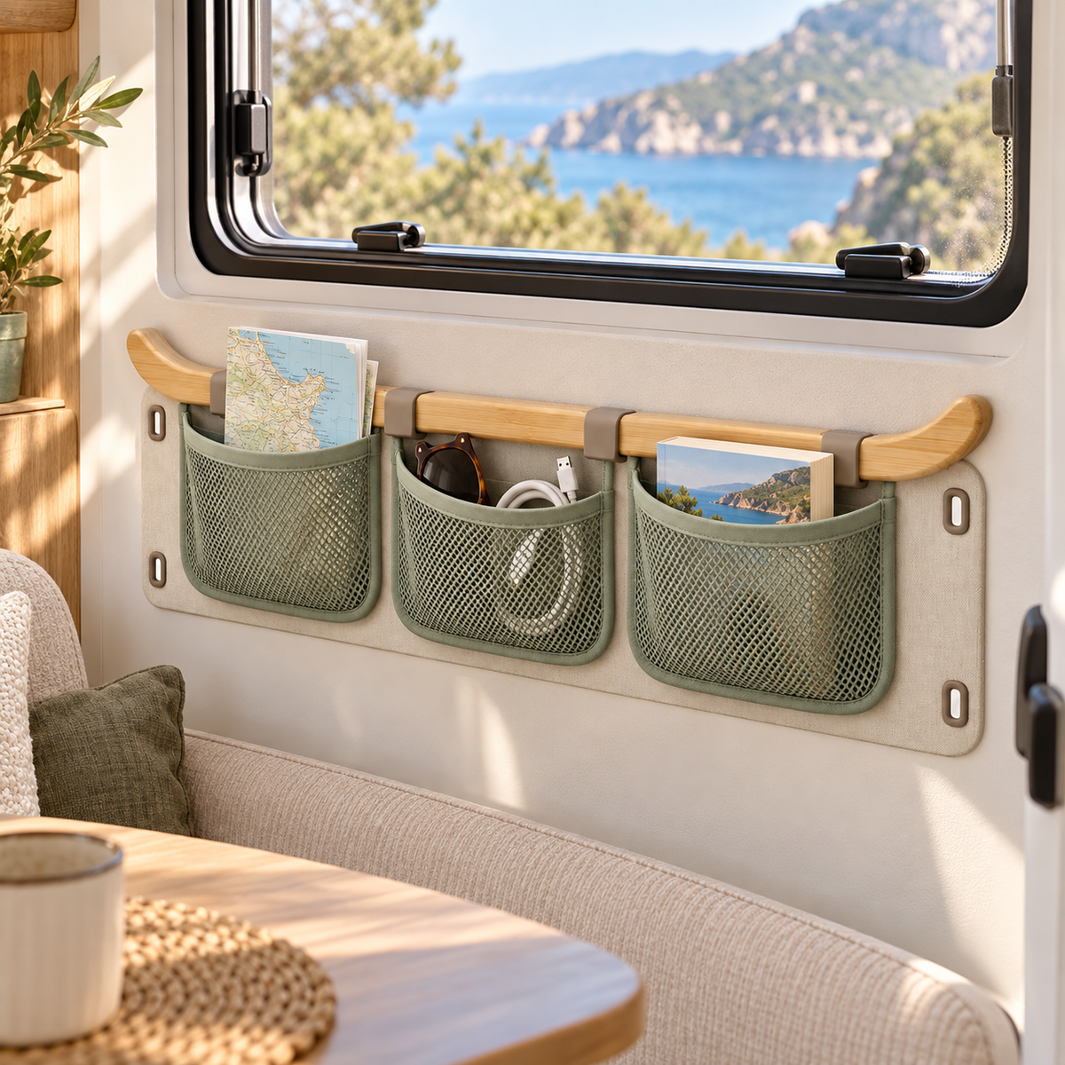 Filet Fenêtre Rail – Rangement mural pour camping-car