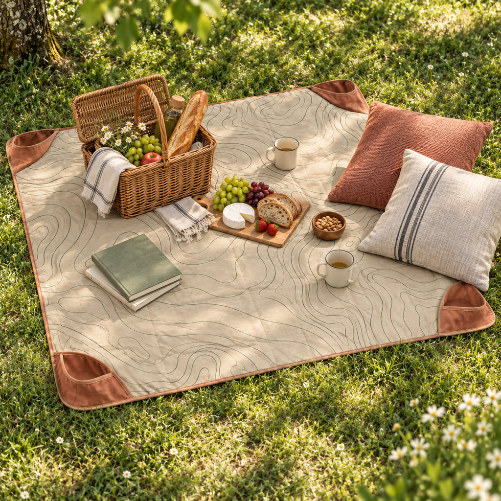 Tapis Pique-Nique Cartographie – Grand tapis de plein air