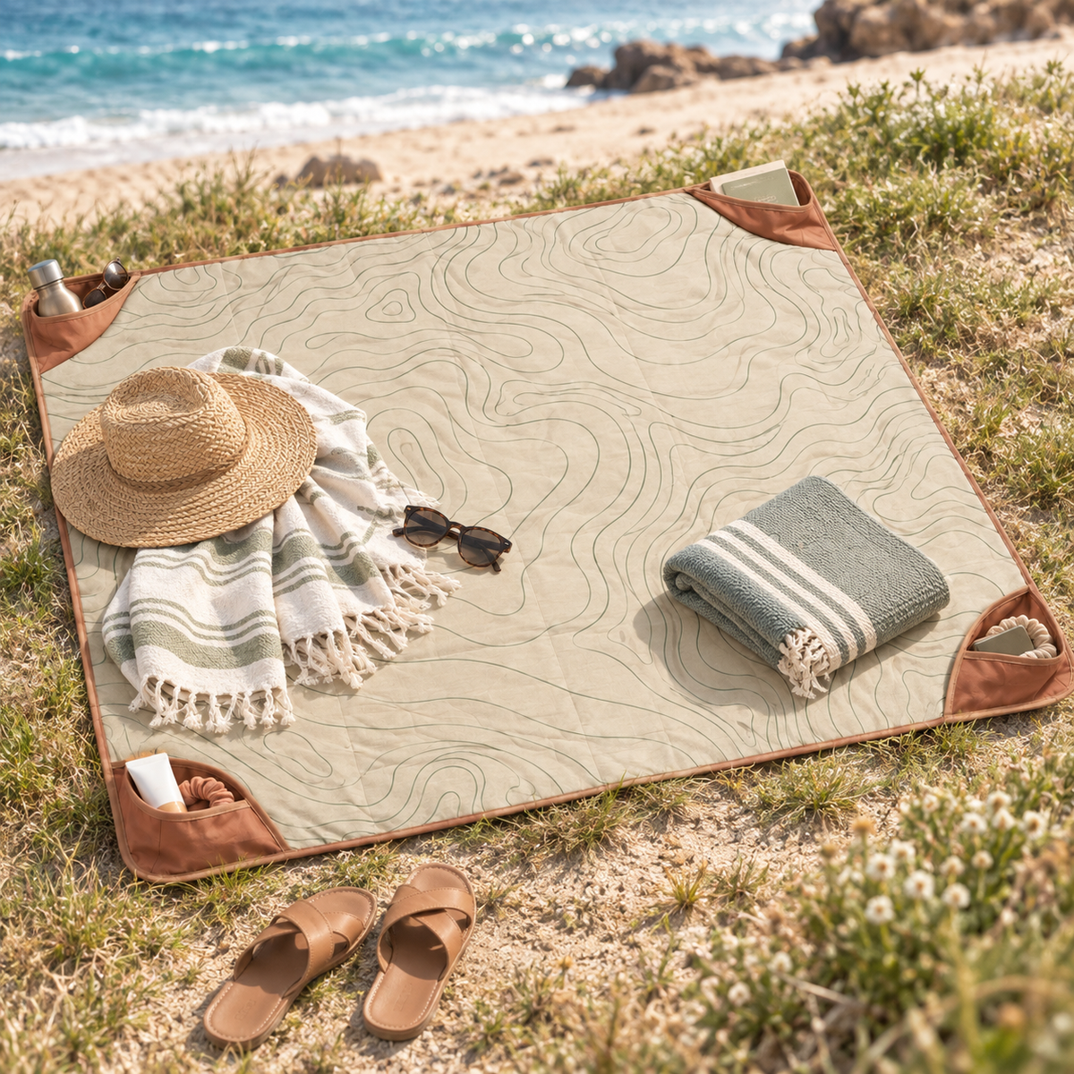 Tapis Pique-Nique Cartographie – Grand tapis de plein air