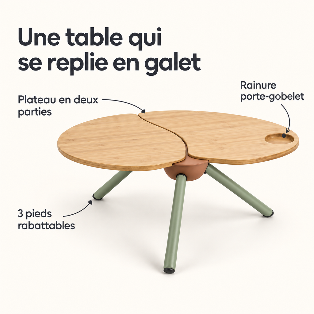 Table Galet Pliante – Table basse de plein air
