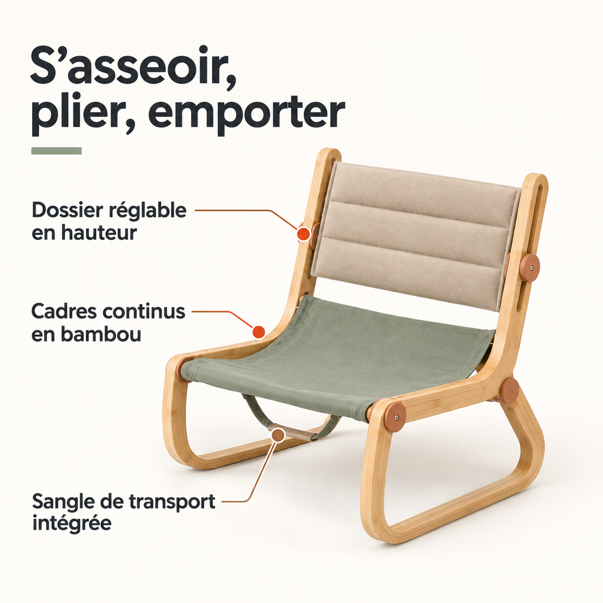 Fauteuil Ruban Pliant – Assise confortable de plein air
