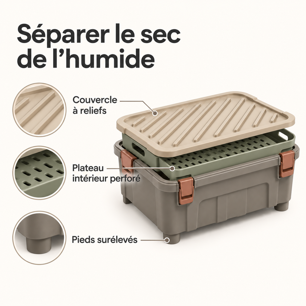 Boîte Strates Aérée – Rangement ventilé de camping