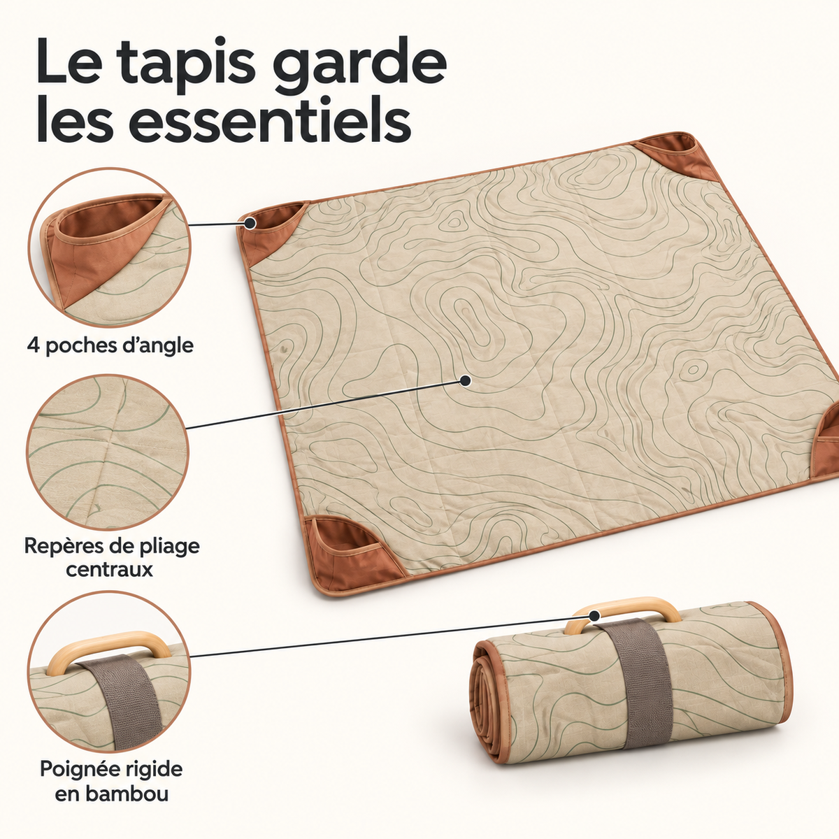 Tapis Pique-Nique Cartographie – Grand tapis de plein air